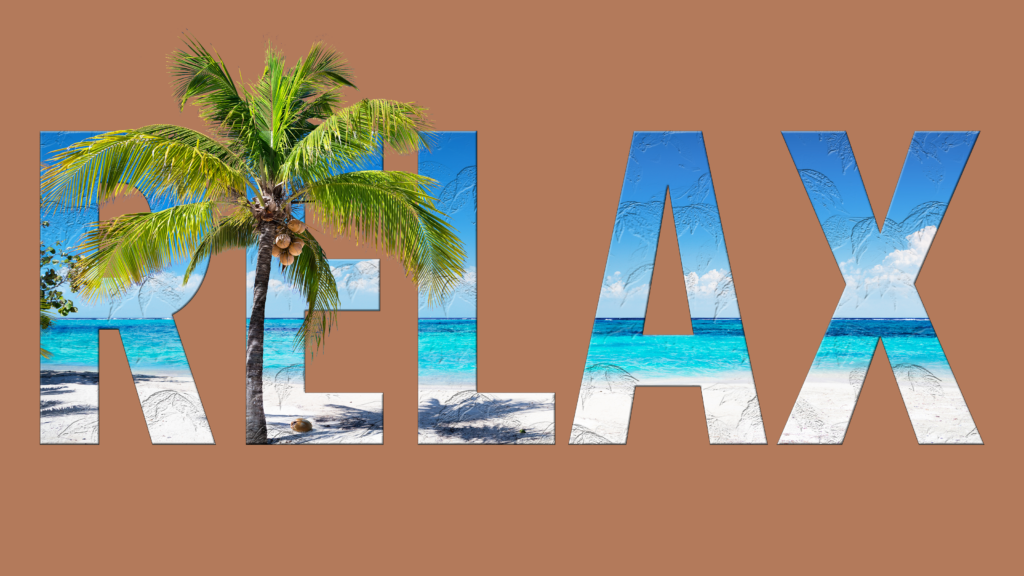 Assignment depicting a the words RELAX with a palm tree using photoshop for my CMNS class.